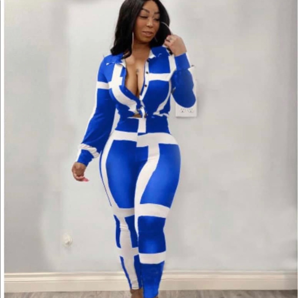 Blue 2 piece pants set